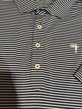 STITCH Striped Navy and White Polo with Logo